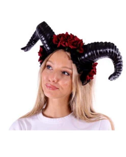 Aries Cosplay Hörner Mit Roten Rosen -Halloween Kostüm Geschäft aries cosplay hoerner mit roten rosen aries cosplay horns with red roses 50483 03