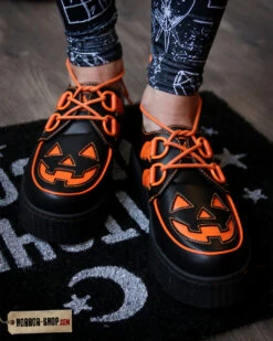 Jack O'lantern Trick Or Treat Creepers Schuhe Schwarz -Halloween Kostüm Geschäft black orange