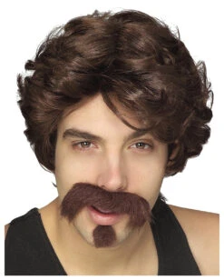 Braune 80er Jahre Perücke Mit Bart