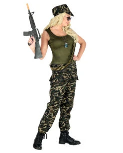 Camouflage Soldatin Kostüm 3-tlg -Halloween Kostüm Geschäft camouflage soldatin kostuem camouflage soldier costume berufsuniform armee kostuem 54318 03