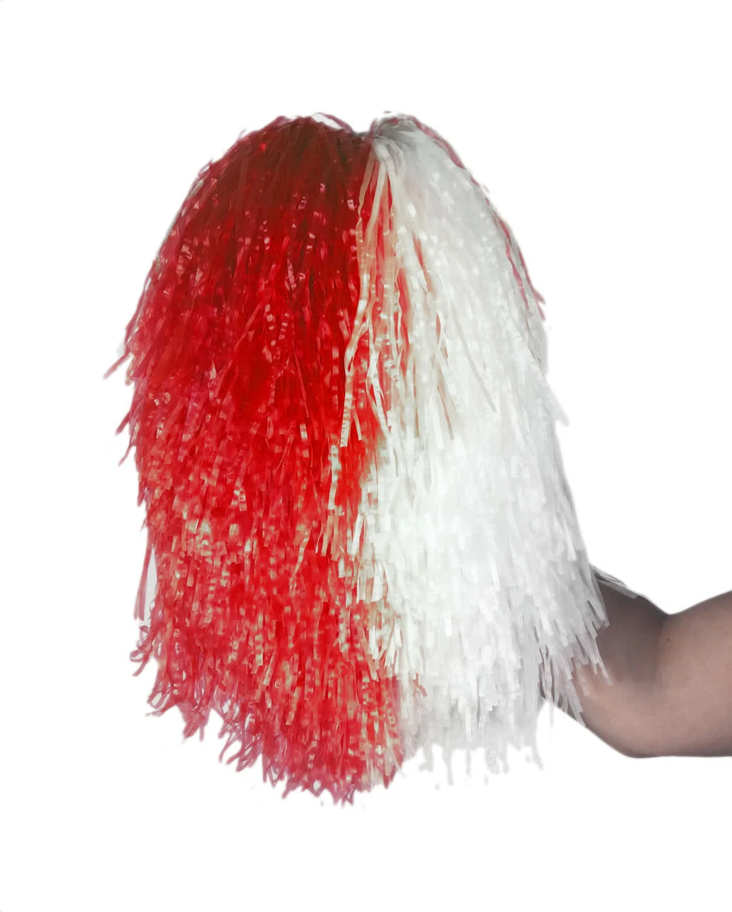 Cheerleader Pompon Rot-weiß 1 Cheerleader Pompon Rot-weiß