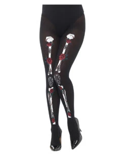 Day Of The Dead Strumpfhose -Halloween Kostüm Geschäft day of the dead strumpfhose sugar skull struempfe tag der toten kostuem zubehoer dia de los muertos strumpfhose 28476 2