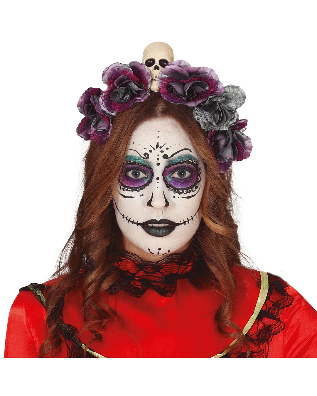 Dia De Los Muertos Totenkopf Haarreif Mit Blumen 1 Dia De Los Muertos Totenkopf Haarreif Mit Blumen