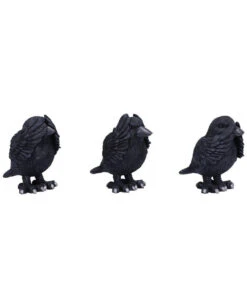 Drei Weise Raben 9cm -Halloween Kostüm Geschäft drei weise raben 9cm three wise ravens konfuzius spruch halloween gothic deko 53586 4