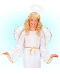 Engelsflügel Mit Weißen Federn 51x46cm -Halloween Kostüm Geschäft engelsfluegel mit weissen federn white angel wings kostuemfluegel und zuebehoer 52424 2