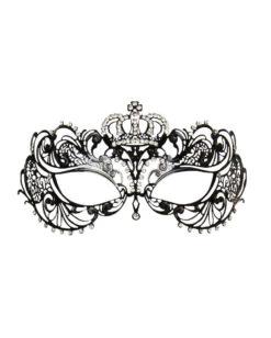 Filigrane Augenmaske Aus Metall Mit Krone Schwarz
