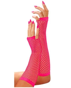 Fingerlose Netzhandschuhe Neonpink