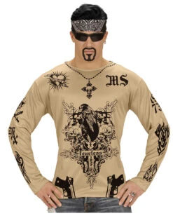 Gang Member Gangster T-Shirt -Halloween Kostüm Geschäft gang member gangster tattoo shirt faschings kostuem bad taste mottoparty kostuem 36687 02 1