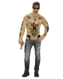 Gang Member Gangster T-Shirt -Halloween Kostüm Geschäft gang member gangster tattoo shirt faschings kostuem bad taste mottoparty kostuem 36687 03 1