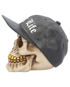 Gangster Totenkopf "Thug Life" 15,8cm -Halloween Kostüm Geschäft gangster totenkopf gangster totenschaedel gangster skull skull with gold teeth 53388 03