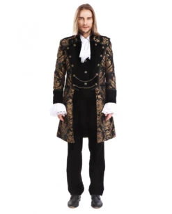 Gothic Aristokrat Herren Mantel Gold Schwarz 6 Gothic Aristokrat Herren Mantel Gold Schwarz -Halloween Kostüm Geschäft gothic aristokrat herrenmantel gold schwarz brokatmuster gothic aristocrat mens coat gothic mantel 39099 3