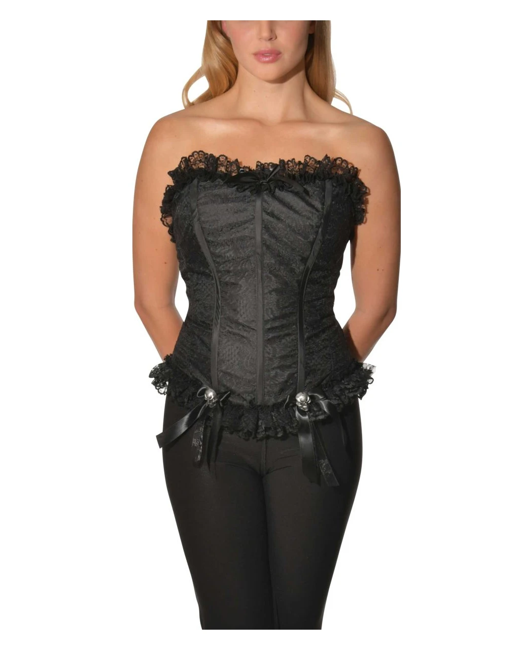 Gothic Corsage Mit Totenköpfen 1 Gothic Corsage Mit Totenköpfen