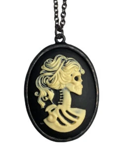 Gothic Kette Totenkopf Cameo Schwarz -Halloween Kostüm Geschäft gothic kette totenkopf cameo schwarz gothic handmade craft chain skull cameo gothic geschenk schmuck 52575 2