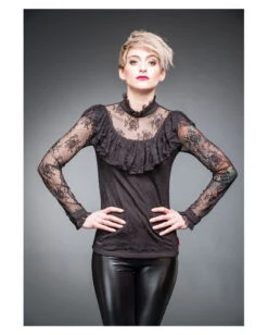 Gothic Langarmshirt Mir Rüschen & Spitze