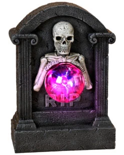 Grabstein Skelett & Lichtkugel Tischdeko