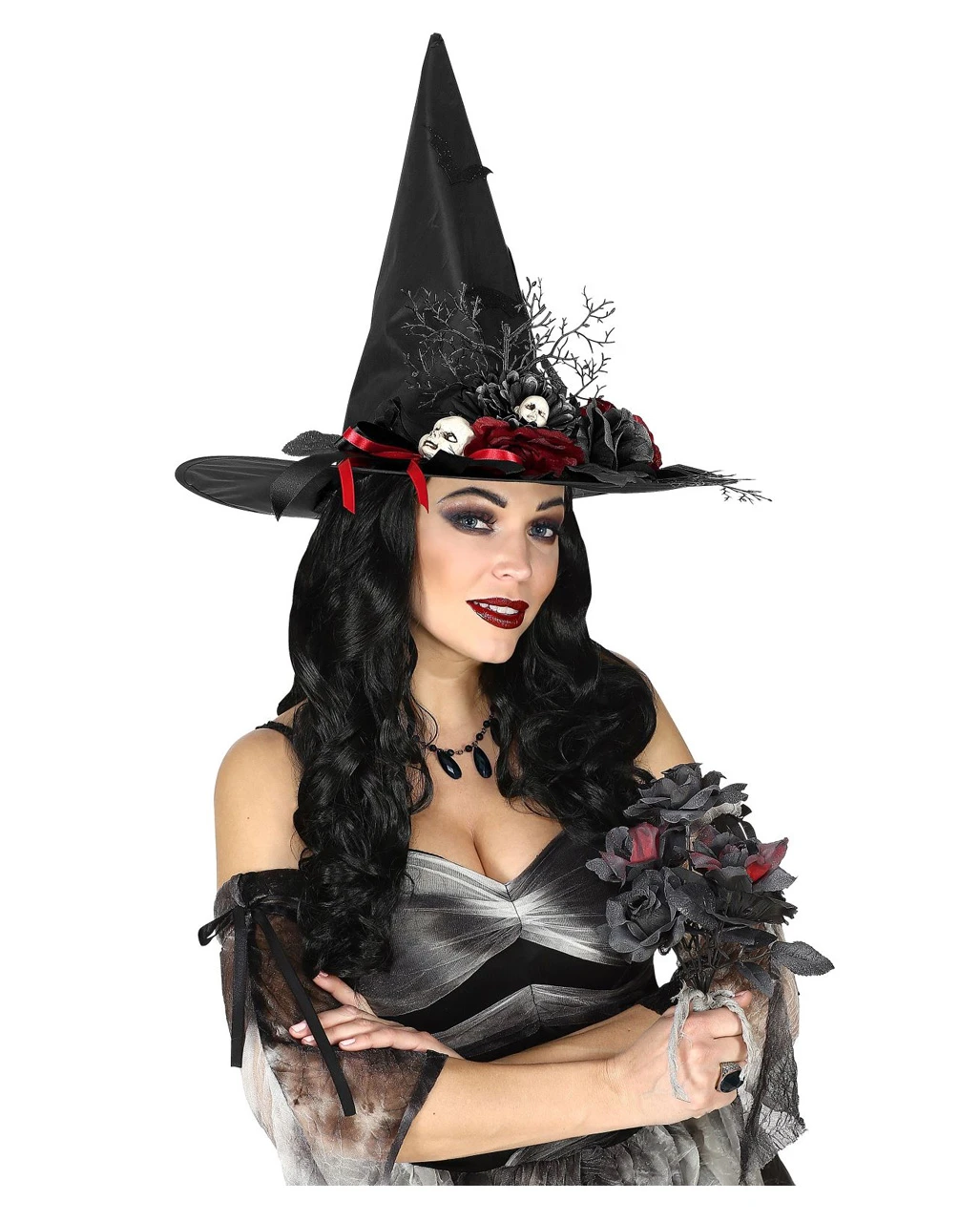 Halloween Brautstrauß Mit Schwarzen & Roten Rosen 2 Halloween Brautstrauß Mit Schwarzen & Roten Rosen – Bild 2