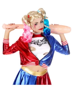 Crazy Harlequin Perücke -Halloween Kostüm Geschäft harequin peruecke crazy mean villain wig halloween peruecke faschings peruecke 52044 03