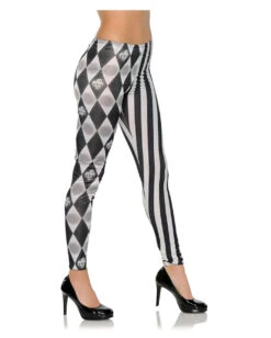 Harlekin Kostüm Leggings Schwarz-weiß