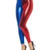 Harlekin Cosplay Leggings Rot/blau