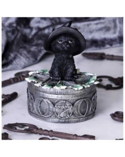 Hexenkatze Auf Pentagramm Box 15cm -Halloween Kostüm Geschäft hexenkatze auf pentagramm box 15cm witchs cat familiar box figurine gothic deko und wohnaccessoires 52299 7