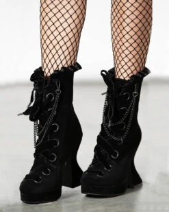 KILLSTAR Deadly Twin Stiefeletten -Halloween Kostüm Geschäft killstar deadly twin boots mit ketten applikation killstar gothic boots killstar boots gothic accessoire und geschenkartikel 52766 2