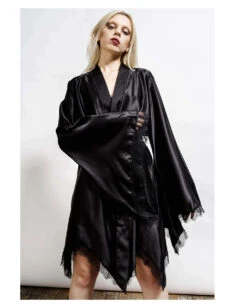 KILLSTAR Devils Lullaby Satin Robe -Halloween Kostüm Geschäft killstar devils lullabz satin robe killstar gothic mode 51844 02