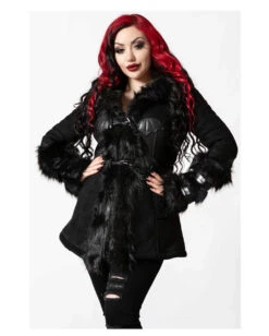 KILLSTAR Flies By Night Kunstfell Mantel -Halloween Kostüm Geschäft killstar flies by night kunstfell mantel killstar flies by night faux fur coat killstar fashion 52105 02