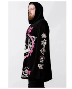 KILLSTAR Meditate Longline Hoodie -Halloween Kostüm Geschäft killstar meditate longline hoodie gothic fashion deko und wohnaccesosires online kaufen 51986 2