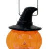 Kleiner Leuchtender Kürbis Mit Hexenhut 7x8cm
