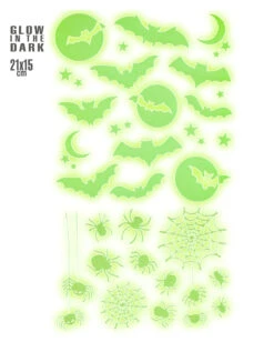 Leuchtende Halloween Sticker "Fledermäuse & Spinnen" -Halloween Kostüm Geschäft leuchtende halloween sticker fledermaeuse und spinnen glow in the dark halloween sticker bats and spiders 51726 02