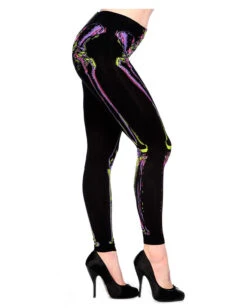 Skelett Leggings -Halloween Kostüm Geschäft neon skelett leggings punk leggings mit skelett aufdruck gothic fashion 660576 2