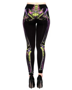 Skelett Leggings -Halloween Kostüm Geschäft neon skelett leggings punk leggings mit skelett aufdruck gothic fashion 660576 3