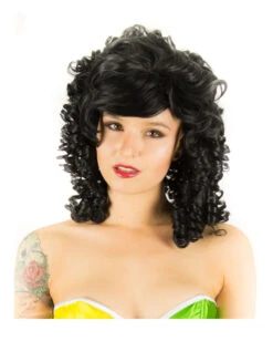 Langhaarperücke Mit Locken Schwarz