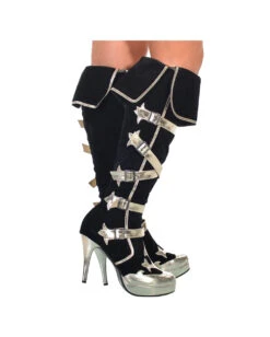 Piraten Stiefel Schwarz-gold -Halloween Kostüm Geschäft piraten stiefel schwarz gold musketier kostuemschuhe pirate costume boots 35687 2