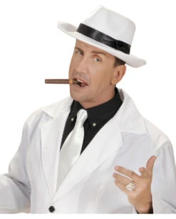 Ring Mit Weißem Schmuckstein -Halloween Kostüm Geschäft ring mit weisen schmuckstein eckiger mafia ring kostuem accessoire 18479 03