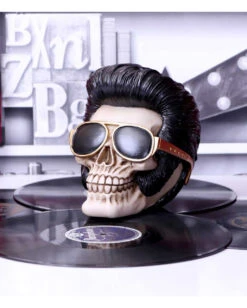 Rock 'n' Roll Totenkopf 17cm -Halloween Kostüm Geschäft rock n roll totenkopf rock n roll totenschaedel rock n roll skull rockabilly wohnaccessoire 53392 06