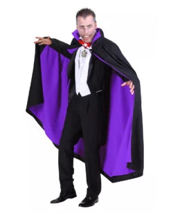 Vampir Umhang Schwarz-violett Gefüttertt