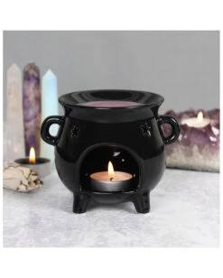 Schwarze Hexenkessel Teelichthalter Duftlampe -Halloween Kostüm Geschäft schwarze hexenkessel teelichthalter duftlampe witches cauldron oil burner tealight holder gothic deco 50667 03