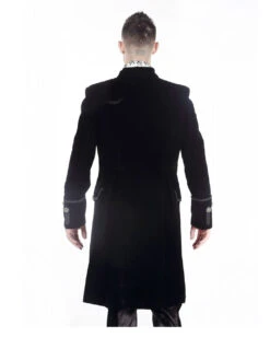 Gothic Aristokrat Herren Mantel Schwarzer Samt -Halloween Kostüm Geschäft schwarzer gothic aristokrat samt mantel gothic mantel black velvet mens coat gothic mode 54366 04