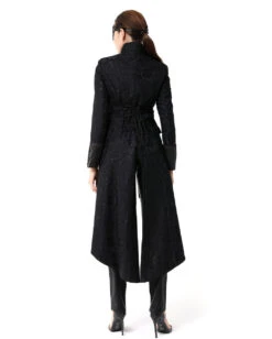 Schwarzer Gothic Damen-Langmantel Mit Spitze 9 Schwarzer Gothic Damen-Langmantel Mit Spitze -Halloween Kostüm Geschäft schwarzer gothic damen langmantel black gothic long coat for woman gothic kleidung 54558 03