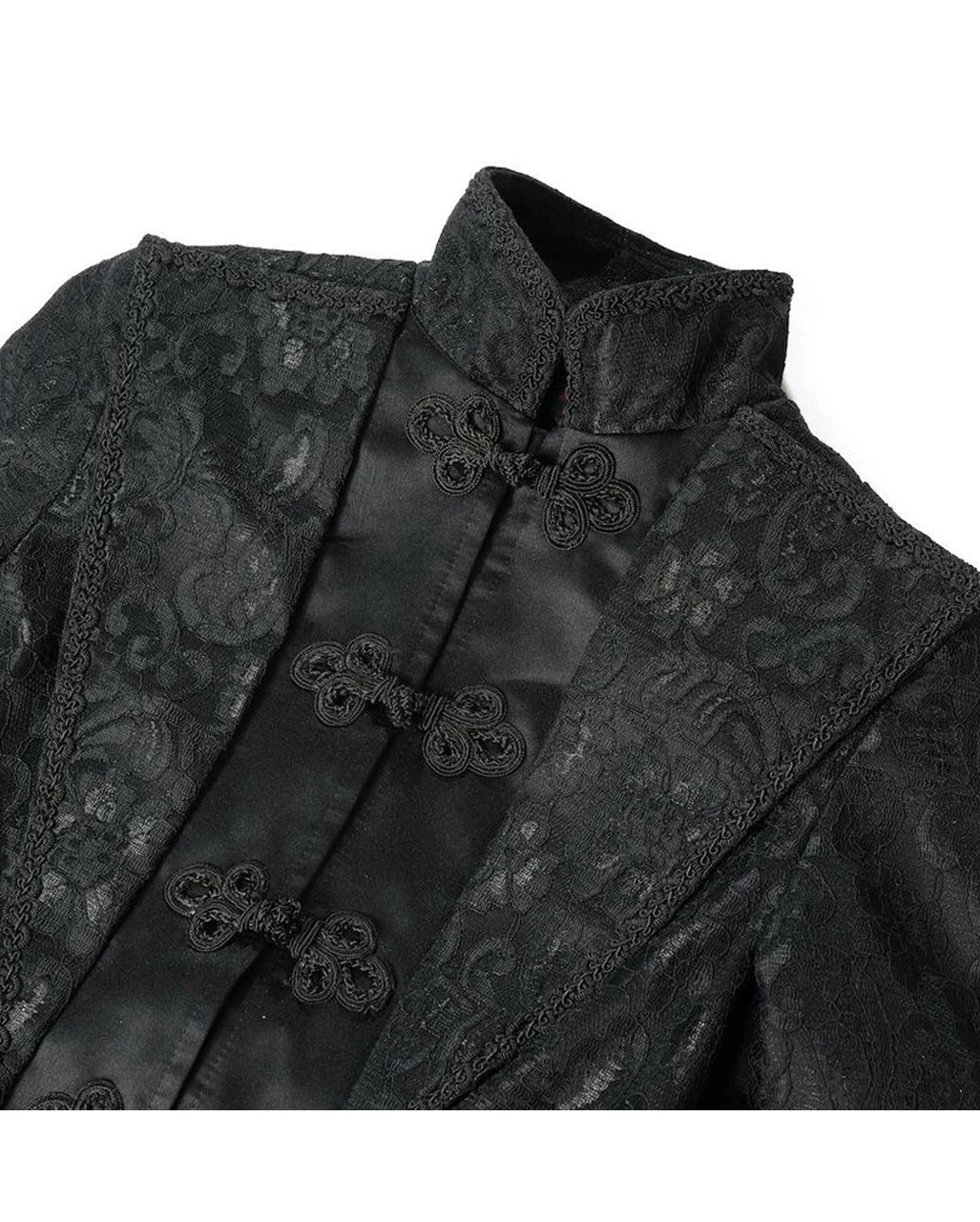 Schwarzer Gothic Damen-Langmantel Mit Spitze 5 Schwarzer Gothic Damen-Langmantel Mit Spitze – Bild 5