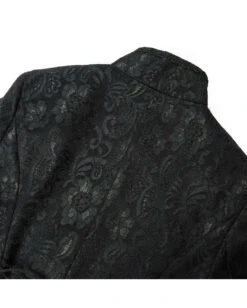 Schwarzer Gothic Damen-Langmantel Mit Spitze 12 Schwarzer Gothic Damen-Langmantel Mit Spitze -Halloween Kostüm Geschäft schwarzer gothic damen langmantel black gothic long coat for woman gothic kleidung 54558 06