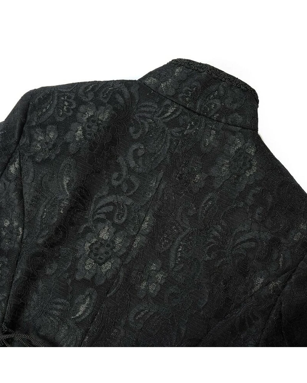 Schwarzer Gothic Damen-Langmantel Mit Spitze 6 Schwarzer Gothic Damen-Langmantel Mit Spitze – Bild 6
