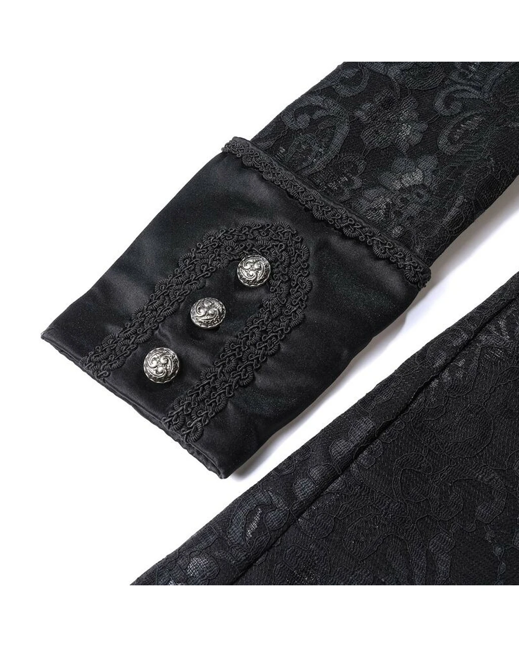 Schwarzer Gothic Damen-Langmantel Mit Spitze 7 Schwarzer Gothic Damen-Langmantel Mit Spitze – Bild 7