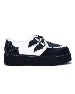 Spiderweb Black And White Creepers Schuhe -Halloween Kostüm Geschäft spiderweb black and white schuhe halloween schuhe gothic schuhe halloween accessoire gothic accessoire gothic styled 52813