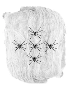 Künstliche Spinnweben Mit 5 Spinnen 100 G -Halloween Kostüm Geschäft spinnweben mit 5 spinnen halloween spinnweben kuenstliches spinnennetz spider webs 26834 02
