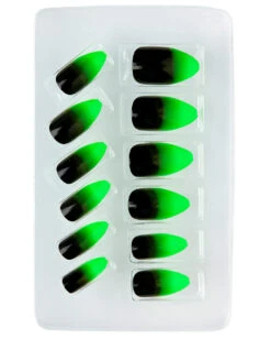 Stileto Fingernägel Schwarz / Neongrün 12 St. -Halloween Kostüm Geschäft stileto fingernaegel schwarz neongruen hexen fingernaegel stileto fingernails black neon green kostuemzubehoer 36692 02 2
