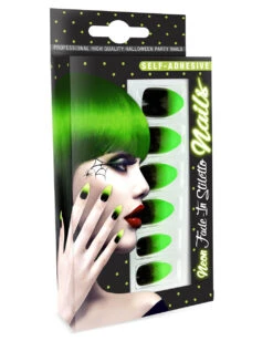 Stileto Fingernägel Schwarz / Neongrün 12 St. -Halloween Kostüm Geschäft stileto fingernaegel schwarz neongruen hexen fingernaegel stileto fingernails black neon green kostuemzubehoer 36692 03 2