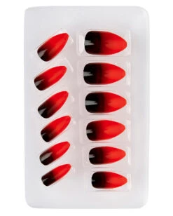 Stileto Fingernägel Schwarz / Rot 12 St. 4 Stileto Fingernägel Schwarz / Rot 12 St. -Halloween Kostüm Geschäft stileto teufels fingernaegel schwarz rote fingernaegel sexy devil fingernails halloween fingernaegel 36704 02
