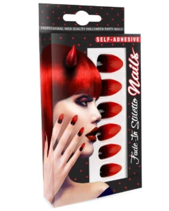Stileto Fingernägel Schwarz / Rot 12 St. 5 Stileto Fingernägel Schwarz / Rot 12 St. -Halloween Kostüm Geschäft stileto teufels fingernaegel schwarz rote fingernaegel sexy devil fingernails halloween fingernaegel 36704 03